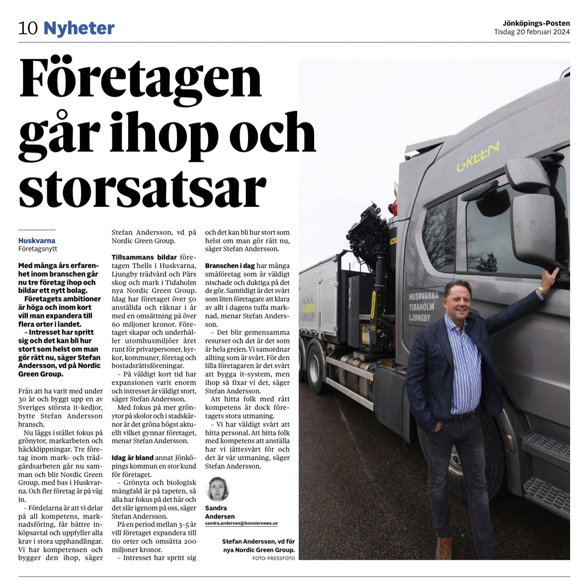 Pressrelease Concret Reklam Jönköpings Posten Nordic Green group